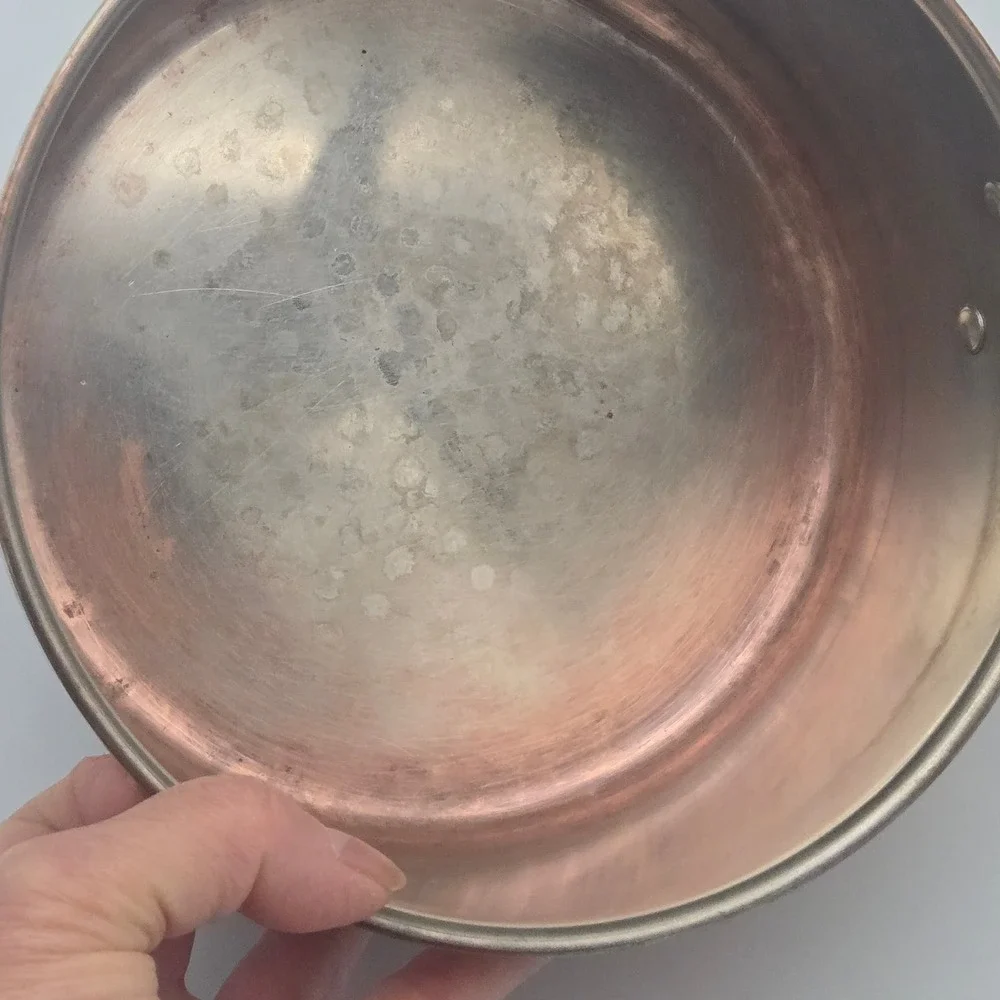 Vintage Solid Copper Saucepan Pot Brass Handle ODI Portugal No Lid Has Patina